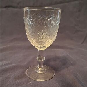 Clear Embossed Glass Goblet - Elegant etched Flur de lis  design